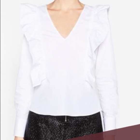 SALE!! Zara V neck frilled ruffle poplin top - Picture 5 of 6